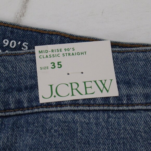 NWT J Crew jeans womens 35 42x29 Mid Rise 90's Classic Straight Fit blue stretch - Picture 4 of 13